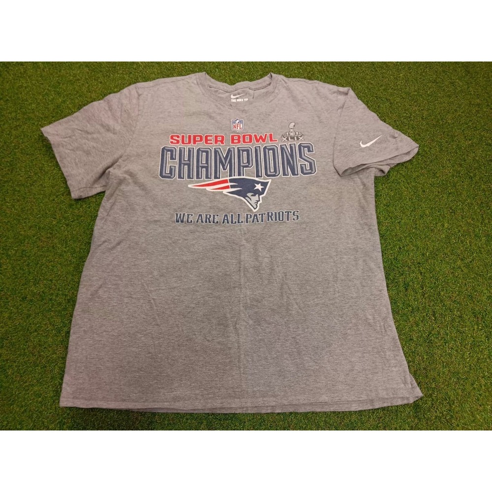 Nike NFL New England Patriots Football Championship Shirt Mens 2XL Heather Gray‎